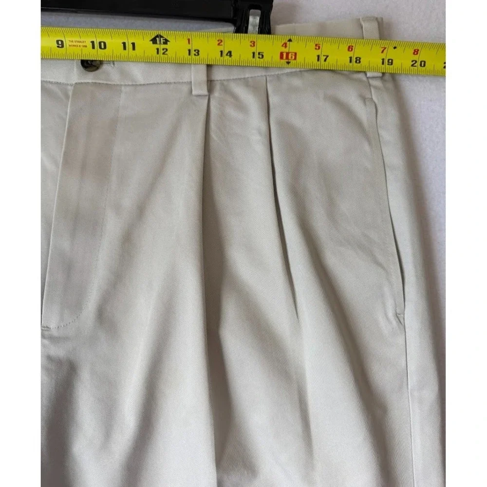 Brooks Brothers Advantage Chino Shorts Men W38 Beige Pleated Golf Casual Cotton